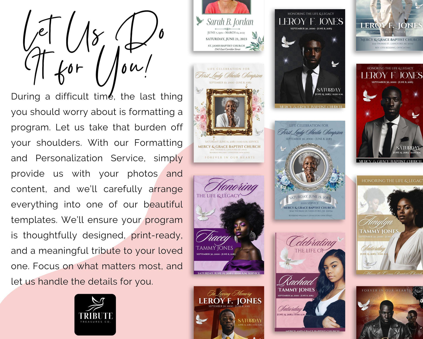 Personalized Funeral Program (12-Page Bi-fold) | Professional Editing and Formatting Service | Celebration of Life | We do the work for you!