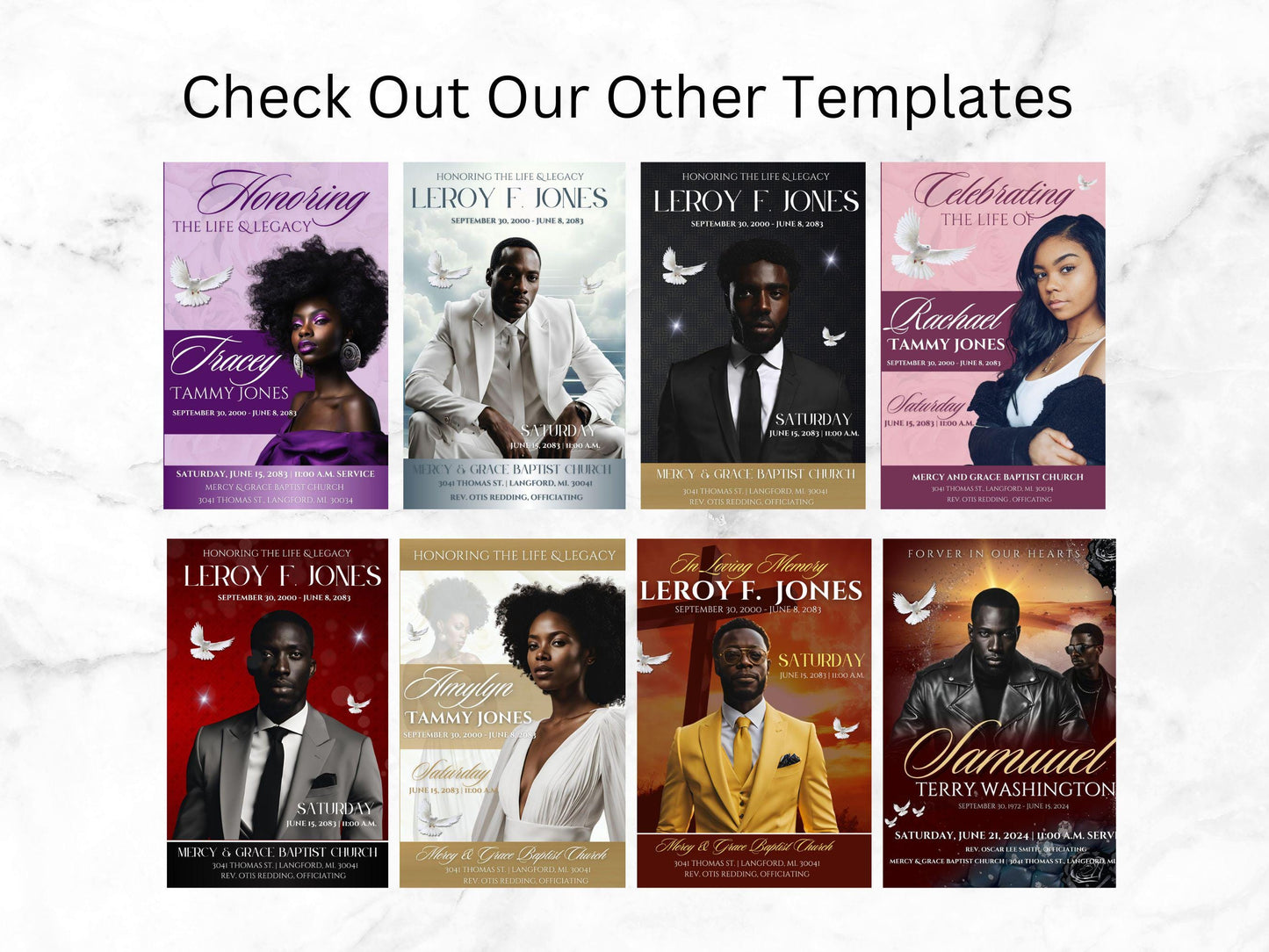 Editable Canva Funeral Program Template | Masculine Blue | 4-Page 11x17 Bi-fold | Memorial Keepsake | Rest in Peace | Canva Template