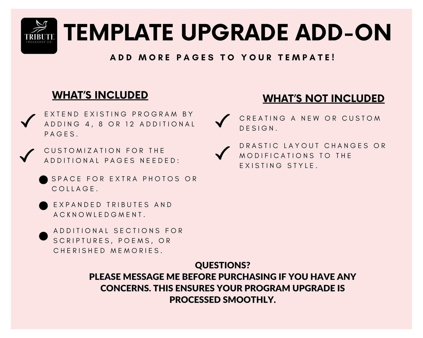 Upgrade Add-On: Expand Your Funeral Program Template (Add 4 More Pages)