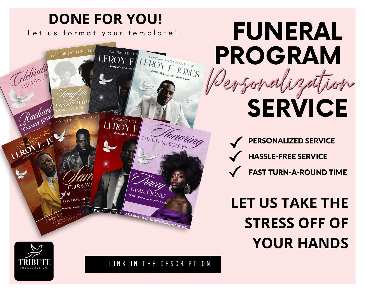 4-Page | 5.5"x8.5" | Bi-fold Funeral Program Book Design | Classic Red and White Obit | Obituary Book | Memorial Keepsake | Canva Template | #019