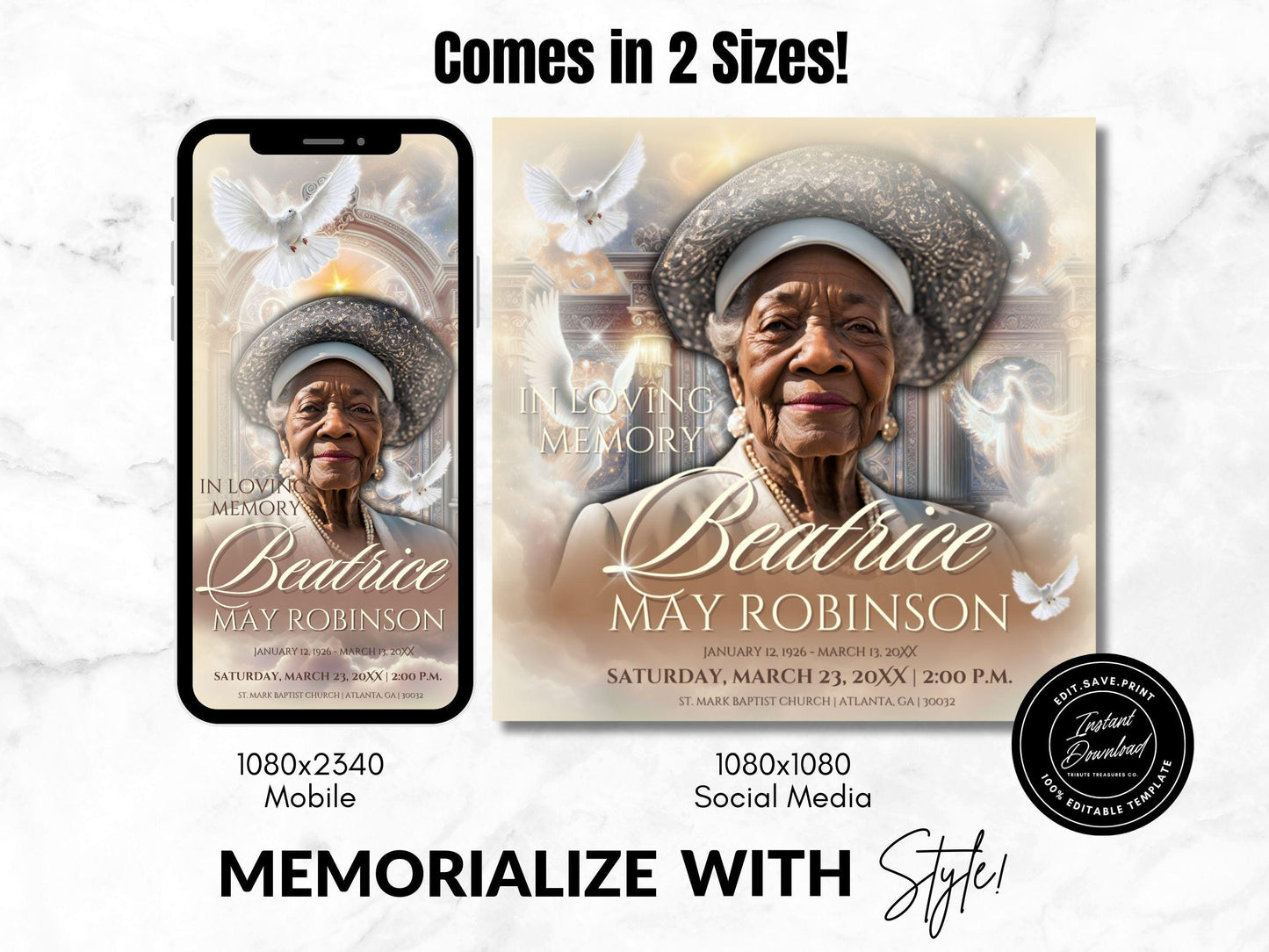Customizable Funeral Announcement Template | Canva Editable | Instant Download | Memorial Service Invitation | Stairway to Heaven
