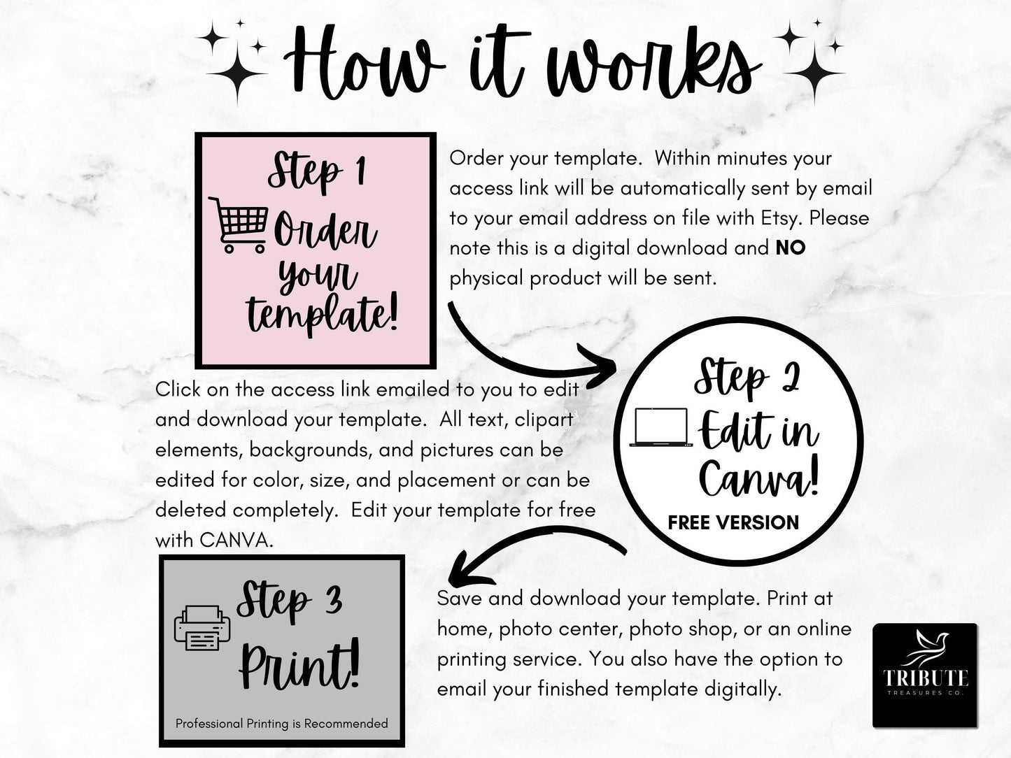 Editable Canva Funeral Program Template | Blue Flowers | 4-Page 11X17 Bi-fold | Memorial Keepsake | Rest in Peace | Canva Template