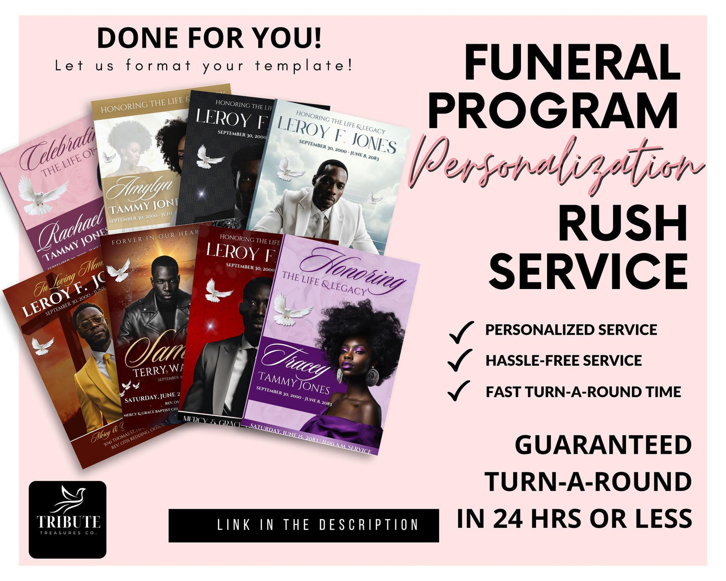 Personalized Funeral Program | Professional Editing and Formatting Service | Done for You| Celebration of Life | RUSH FEE - 24 HR Service.