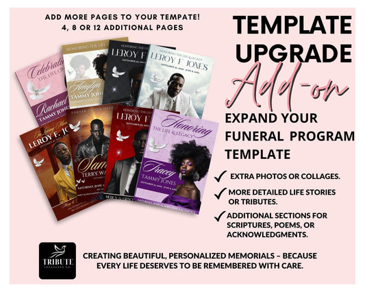 Upgrade Add-On: Expand Your Funeral Program Template (Add 8 More Pages) | #B004