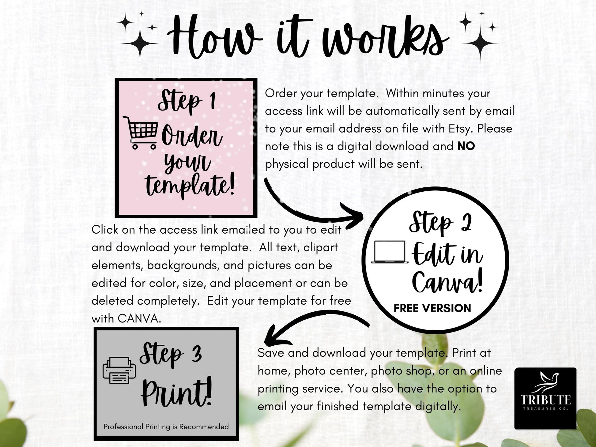 8 Page | 8.5x11 bi-fold |  Pink Flowers Funeral Program, Obituary Program, Memorial Program, Celebration Of Life Program In Loving Memory - How it works