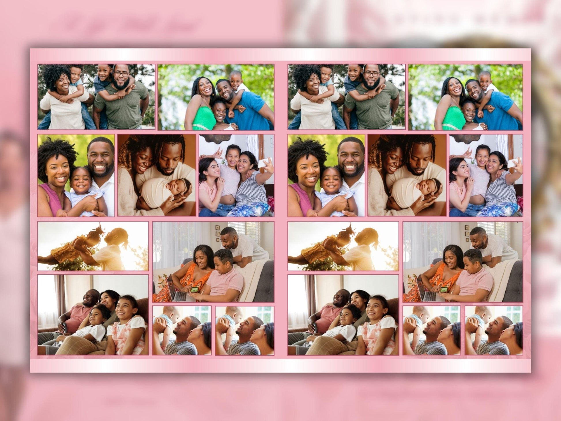 8 Page | 8.5x11 bi-fold |  Pink Flowers Funeral Program, Obituary Program, Memorial Program, Celebration Of Life Program In Loving Memory